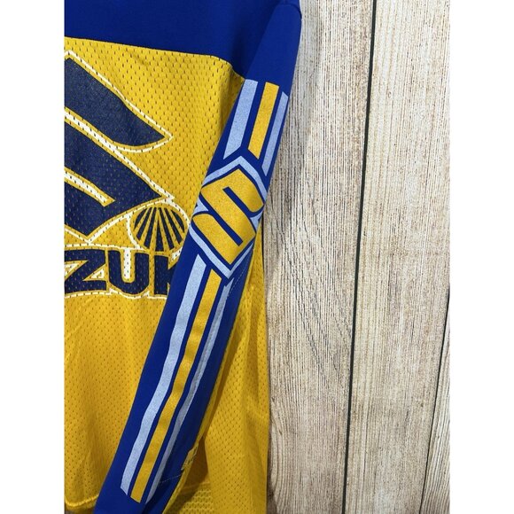 Vintage 70s Viking Suzuki Motocross Jersey M Yellow Blue Nylon Mesh MX Racing - Picture 4 of 10